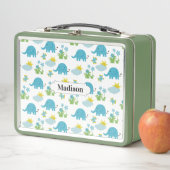 可愛い象の柄名前をカスタムする弁当箱 メタルランチボックス (インサイチュ)