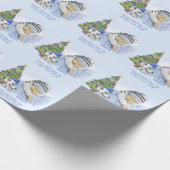 可愛い象の男の赤ちゃん写真クリスマスパーソナライズ ラッピングペーパー (角)