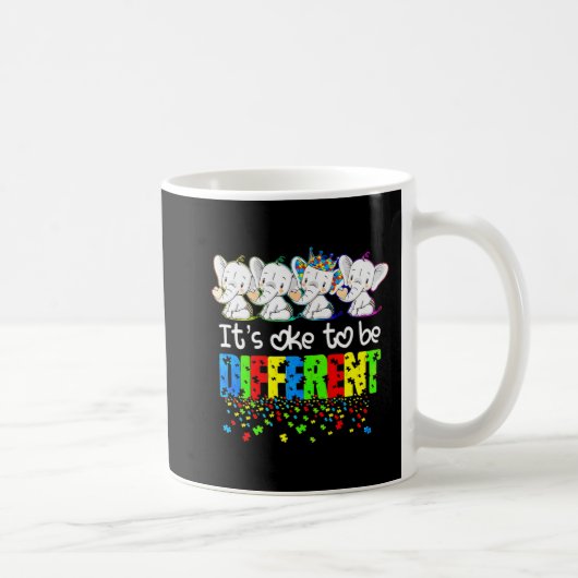 可愛い象の自閉症違うに気付いてもいいよ コーヒーマグカップ (右)