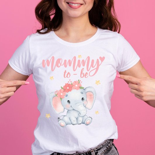 可愛い象の赤ちゃんシャワーmommy be mother tシャツ