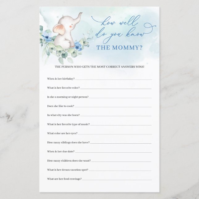 可愛い象の青まあママのゲームを知っている (正面)