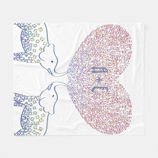 可愛い象を愛の山でシャワーパーソナライズされた フリースブランケット (正面(横))
