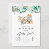 可愛い象ウッドランドサファリベイビーシャワー 招待状 (正面)