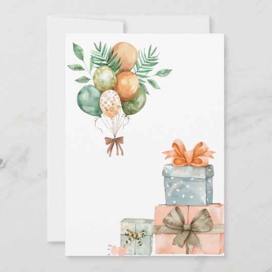 可愛い象ウッドランドサファリベイビーシャワー 招待状 (裏面)