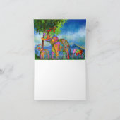 可愛い象カラフルのグリーティングカード カード (内部)