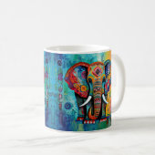 可愛い象カラフルファンキー混合メディア動物 コーヒーマグカップ (正面右)