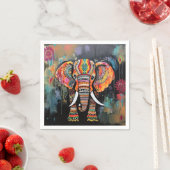 可愛い象カラフルファンキー混合メディア動物 スタンダードカクテルナプキン (インサイチュ)