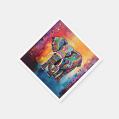 可愛い象カラフルファンキー混合メディア動物 スタンダードカクテルナプキン (角)