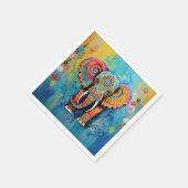 可愛い象カラフルファンキー混合メディア動物 スタンダードカクテルナプキン (角)