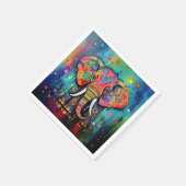 可愛い象カラフルファンキー混合メディア動物 スタンダードカクテルナプキン (角)