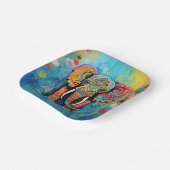 可愛い象カラフルファンキー混合メディア動物 ペーパープレート (傾斜あり)