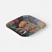 可愛い象カラフルファンキー混合メディア動物 ペーパープレート (傾斜あり)