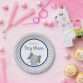 可愛い象シェブロン海軍ブルーベビーシャワー ペーパープレート (パーティー)