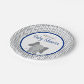 可愛い象シェブロン海軍ブルーベビーシャワー ペーパープレート (アングル)