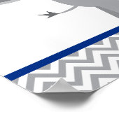 可愛い象シェブロン海軍ブルーベビーシャワー ポスター (角)