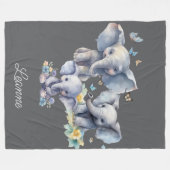 可愛い象パーソナライズされた フリースブランケット (正面(横))