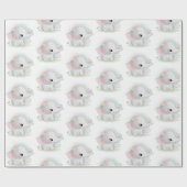 可愛い象ピンクブルー水彩包み紙 ラッピングペーパー (フラット)