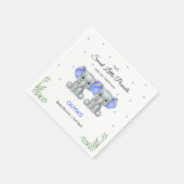 可愛い象ブルーツインボーイズ赤ちゃんシャワーパーティー スタンダードカクテルナプキン (角)