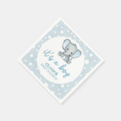 可愛い象ブルー男の子の赤ちゃんシャワー スタンダードカクテルナプキン (角)