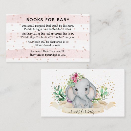 可愛い象ベビー用の本 エンクロージャーカード (正面/裏面)
