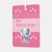 可愛い象shhh追加の名前が眠っているピンク メタルオーナメント (正面左)