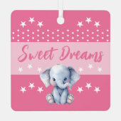 可愛い象shhh追加の名前が眠っているピンク メタルオーナメント (裏面)