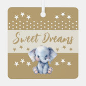 可愛い象shhh追加の名前は眠っている茶色 メタルオーナメント (裏面)