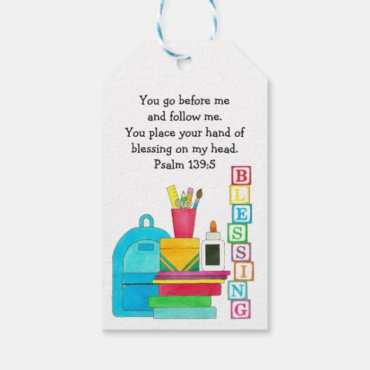 可愛い賛美学校用品のバックパック ギフトタグ (裏面)