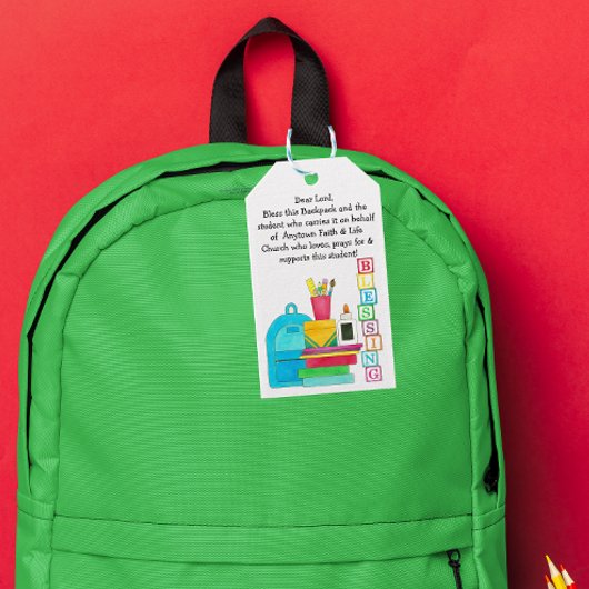 可愛い賛美学校用品のバックパック ギフトタグ