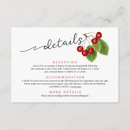 可愛い赤いさくらんぼスモダンクリッ結婚トの詳細 エンクロージャーカード (正面)