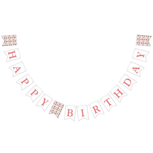 可愛い赤いちごガール1st誕生日パーティー バンティングフラッグ (全)