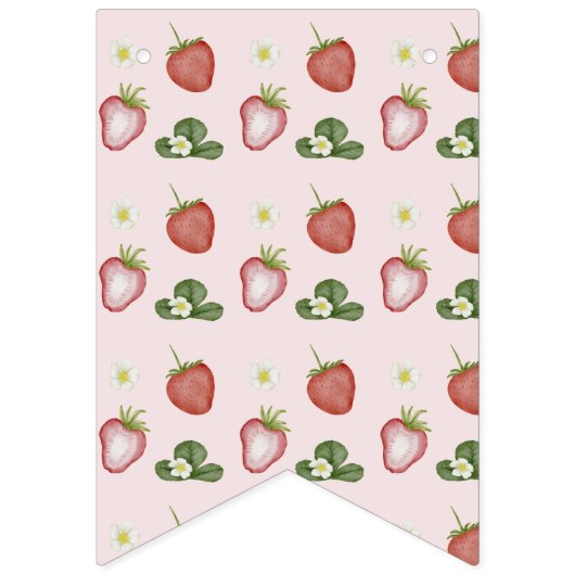 可愛い赤いちごガール1st誕生日パーティー バンティングフラッグ (第1の旗)