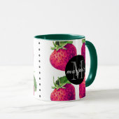 可愛い赤いちご名前とイニシャル マグカップ (正面右)