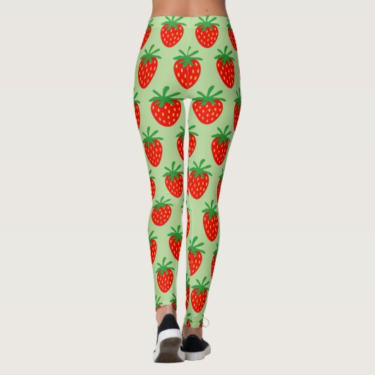 可愛い赤いちご柄カスタムプリント レギンス (裏面)