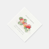 可愛い赤いちご葉ブライダルシャワー スタンダードカクテルナプキン (角)