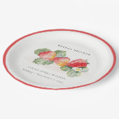 可愛い赤いちご葉ブライダルシャワー ペーパープレート (アングル)