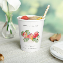可愛い赤いちご葉ブライダルシャワー 紙コップ