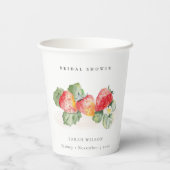 可愛い赤いちご葉ブライダルシャワー 紙コップ (裏面)