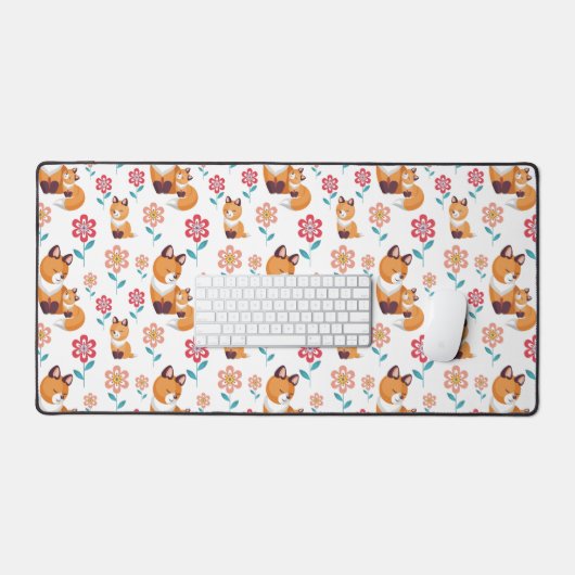 可愛い赤いキツネの母とベビー母の日 デスクマット (キーボード&マウス)