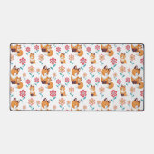 可愛い赤いキツネの母とベビー母の日 デスクマット (正面)