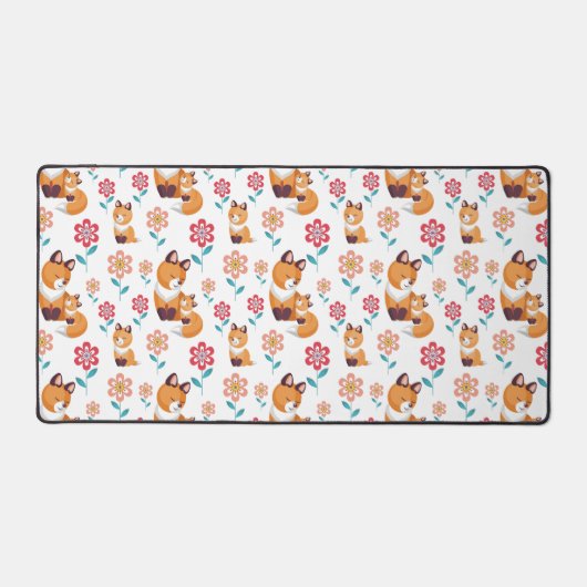 可愛い赤いキツネの母とベビー母の日 デスクマット (正面)