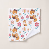 可愛い赤いキツネの母とベビー母の日 バスタオルセット (ウォッシュタオル)