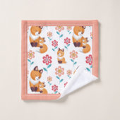 可愛い赤いキツネの母縁どとベビーの母の日 バスタオルセット (ウォッシュタオル)