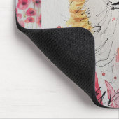 可愛い赤いキツネ水色絵画のマウスマットポピー マウスパッド (コーナー)