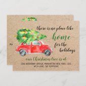 可愛い赤いクリスマスカーホリディムービングアナウンス ポストカード (正面/裏面)