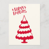 可愛い赤いクリスマスツリーハガキ ポストカード (正面)