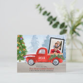 可愛い赤いクリスマストラックの数々の写真 シーズンカード (スタンド正面)
