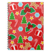 可愛い赤いクリスマスパターン手帳 ノートブック (正面)
