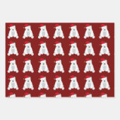 可愛い赤いクリスマスポーラベアサンタハットキッズ ラッピングペーパーシート (正面3)