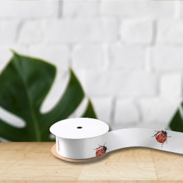 可愛い赤いテンジウムシ サテンリボン